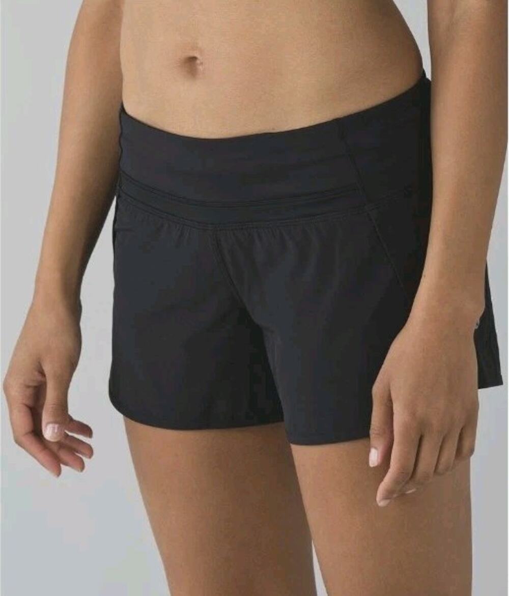 Lululemon Run Times Black Mid Rise Run 4" Shorts Size 10